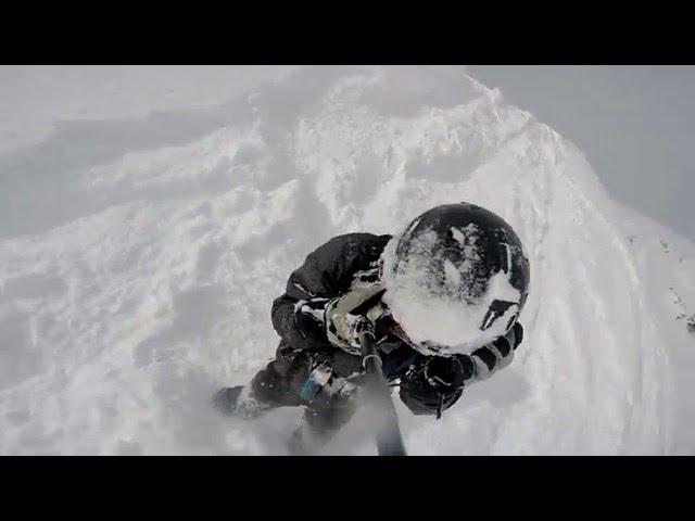 Спуск на сноуборде Эльбрус немного пухляка 09.01.2016