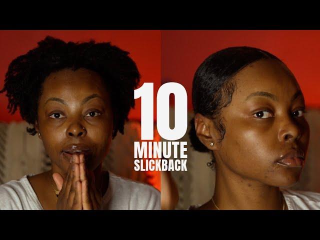 Slickback ponytail on short natural hair. Quick natural hairstyle; how to get a smooth ponytail.