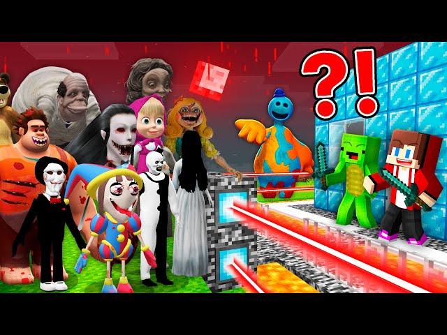 Scary MONSTERS FAMILY vs. Security Base JJ and Mikey in Minecraft! - Maizen
