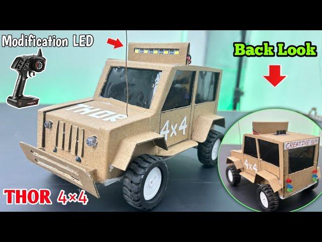 Diy 4×4 Mahindra Thar Using DC Motor With Cardboard | The Road King