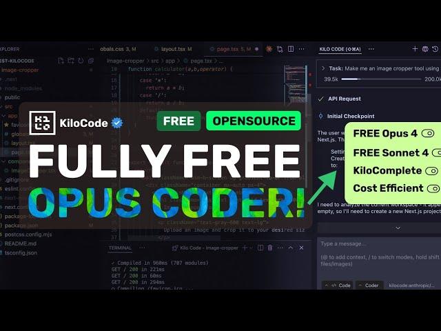KiloCode + Fully FREE Opus 4 & Sonnet 4: This is CRAZY GOOD!