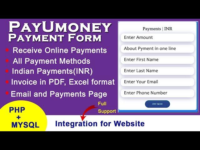 Payment form using Payumoney payment gateway in PHP | Receive online payments