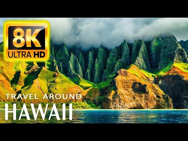 Flying over Hawaii (4k Uhd) - amazing beautiful nature scenery with relaxing music for stress relief