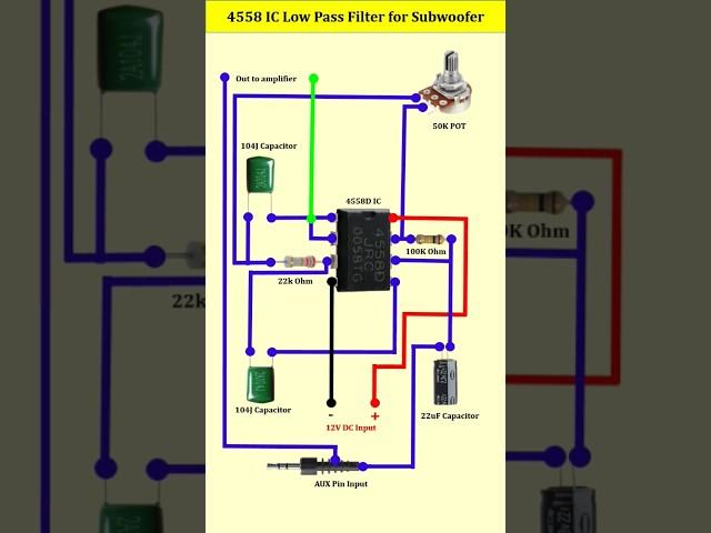 4558 IC Low Pass Filter For Subwoofer #shorts #electricedison #subwoofer #lowpassfilter