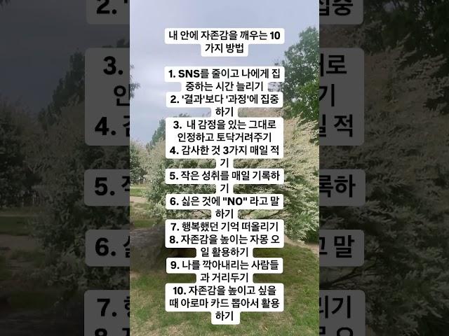 내 안의 자존감을 깨우는 10가지 방법
