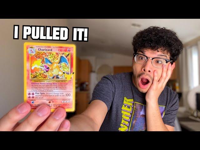 I did it.. I finally pulled THE RAREST CHARIZARD POKEMON CARD FROM CELEBRATIONS!