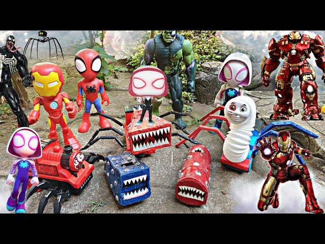 CHOO CHOO CHARLES TRAIN VS AVENGERS SUPERHERO, IRON MAN, SPIDER-MAN, HULK, VENOM, THOMAS AND FRIENDS