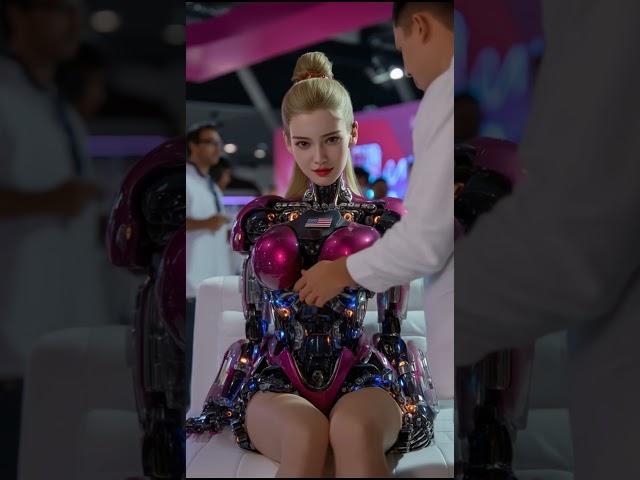 Engineer takes off cyborg girl's armor at exhibition #robot #takeoff #robotgirl #cyborg