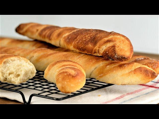 Knead the dough in the evening and get fresh BREAD for breakfast. A simple recipe for a baguette