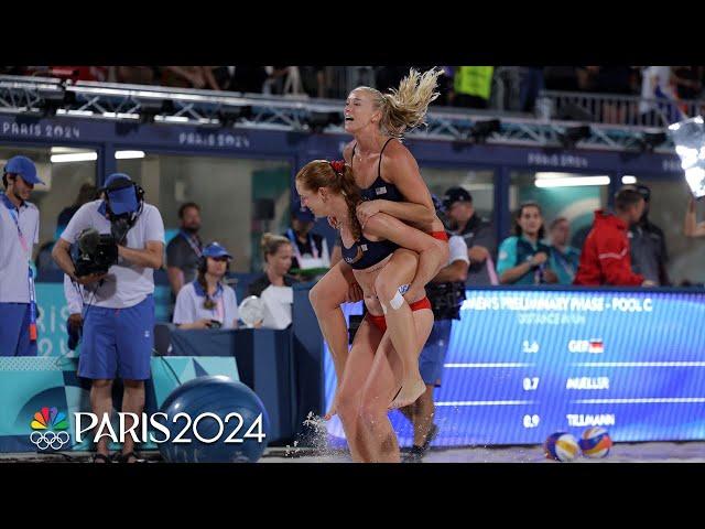 USA’s Kelly Cheng, Sara Hughes show out in convincing win vs. Germany | Paris Olympics | NBC Sports