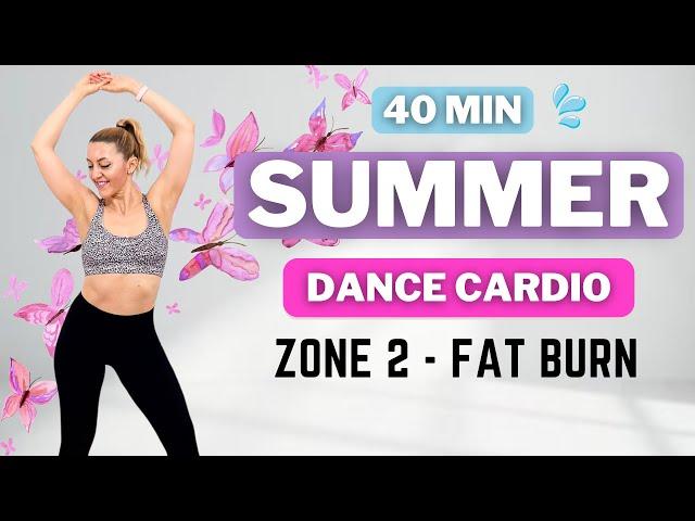 40 Min SUMMER DANCE CARDIOFun Aerobics Workout for Weight LossKNEE FRIENDLYNO JUMPING