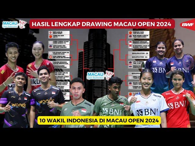 Hasil Lengkap Drawing Macau Open BAdminton 2024 ~ 10 Wakil INDONESIA yang Berlaga