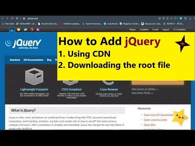 how to add jQuery to HTML, Website or Web application / how to download jQuery