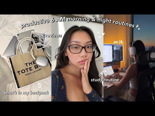 STUDY VLOG | 6AM PRODUCTIVE MORNING ROUTINE + DAY IN MY LIFE  whats in my backpack & book reviews