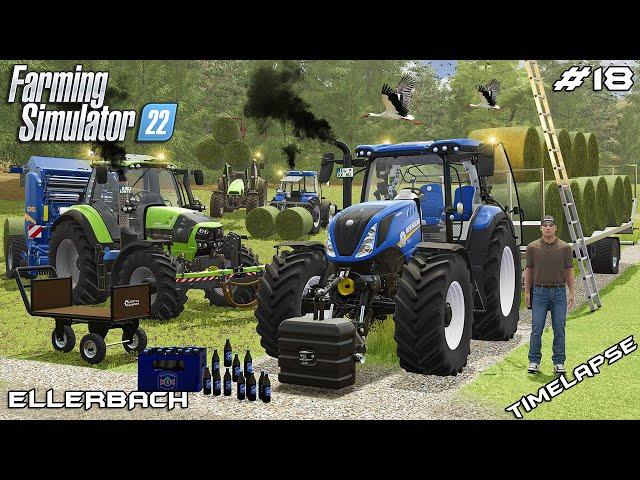 Baling first HAY BALES for the FARMS with @kedex | Ellerbach | Farming Simulator 22 | Episode 18