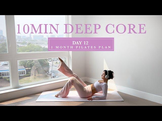 DAY 12 - 1 Month At Home Pilates Plan // 10MIN Gentle Toned Abs & Deep Core // madeleineabeid