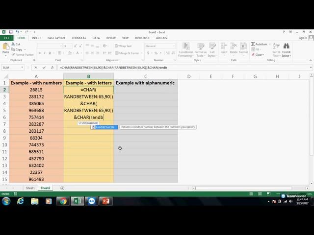 How to create a Unique code in excel/How to generate random character strings in a range in Excel