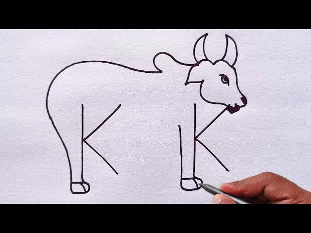 Cow Drawing | How to Draw Cow From letter KK | Cow Drawing Step By Step | Cow Video