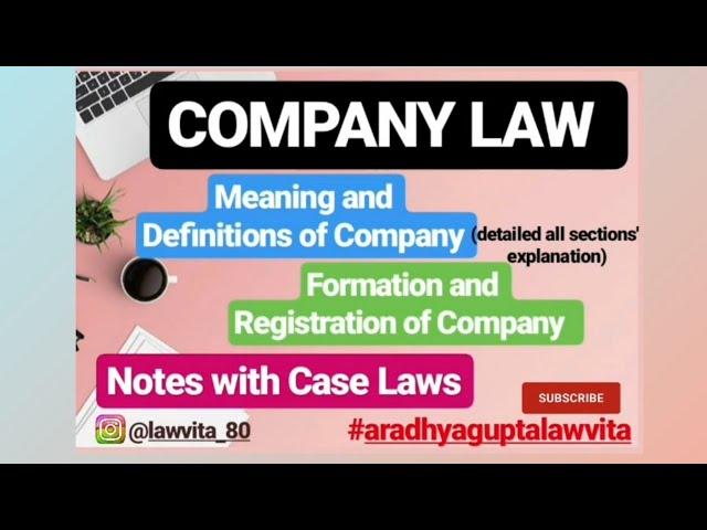 COMPANY Meaning |Definition | Formation | Registration | Company Law Lecture with notes | Lawvita