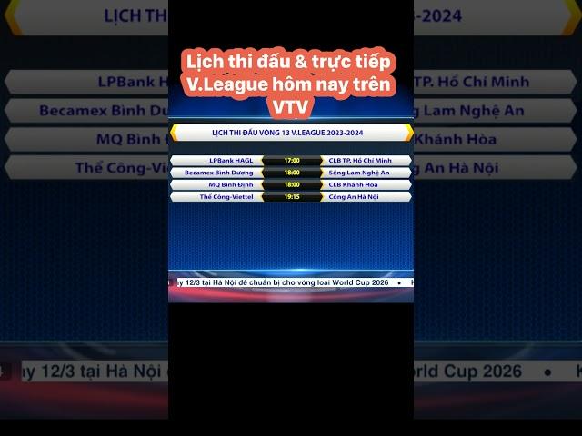 Lịch thi đấu và trực tiếp V.League 2023/24 hôm nay trên VTV #shorts