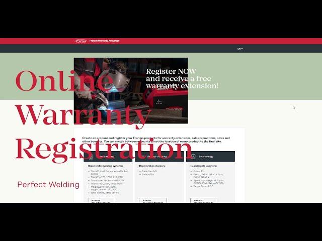 HowTo | Register your Fronius welding machine for an extended warranty option