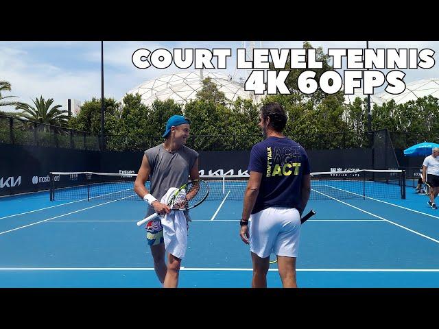 Holger Rune & Dominic Thiem Court Level Practice 2023 Groundstrokes, Bowtie drill + More! (4K 60FPS)