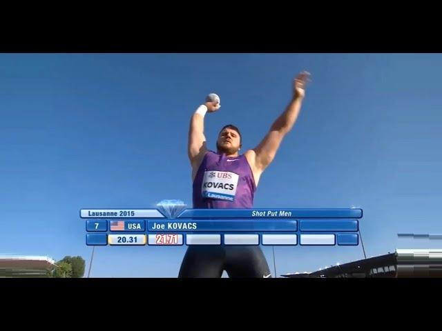 Joe Kovacs (USA) shot put  21.71 meters Lausanne 2015-07-09