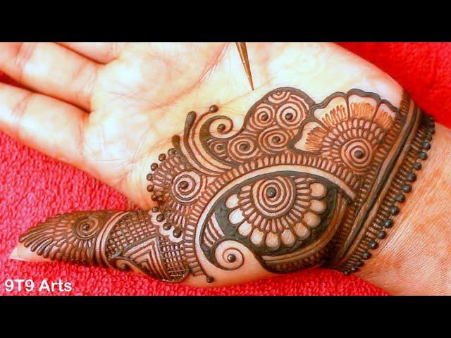 Karwa Chauth 2024 Special Mehndi Design | 9T9Arts Mehndi | Simple Palm mehndi design | Easy henna