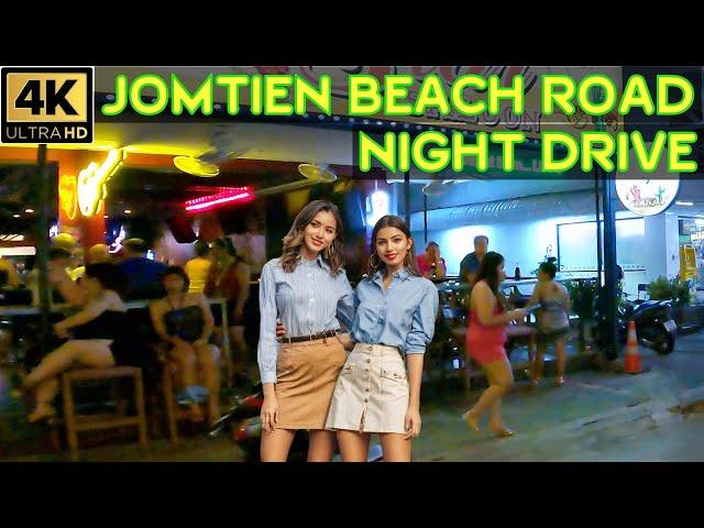 Jomtien Beach Road Night Drive 8 pm   2024 November Pattaya Thailand