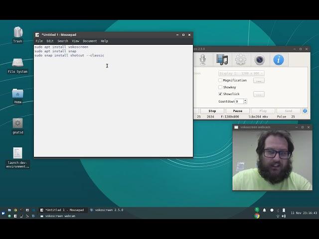 Setting up screen recorder with webcam capture on linux Ubuntu 18.04