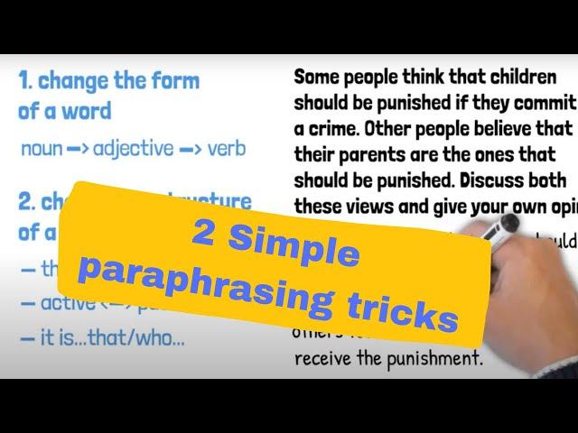 2 simple paraphrasing tricks - how to paraphrase ielts writing task 2