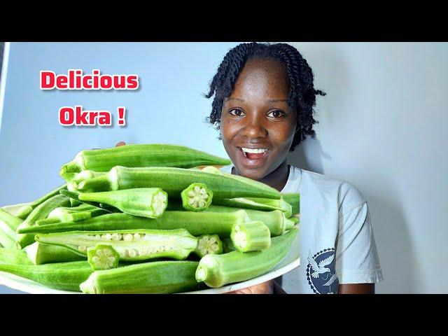 How to cook okra with vegetables!! see my baby's reaction 