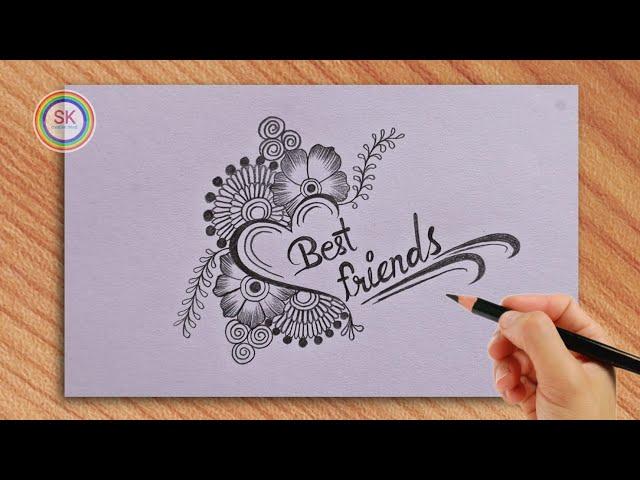 Making a Best Friend tattoo with pencil || beautiful heart drawing