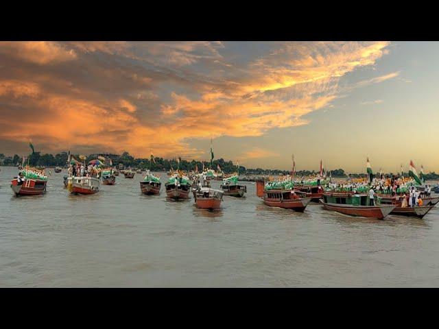 The Dhubri district administration organized a boat rally on the Brahmaputra river