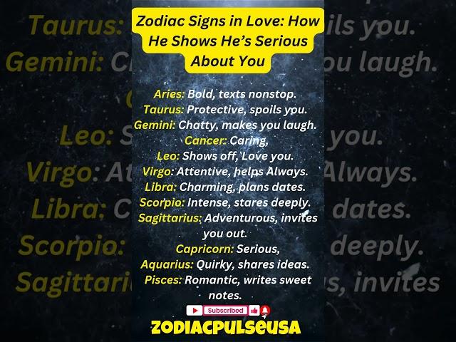 Zodiac Signs in Love, How they Show serious Ness about you.  #shorts