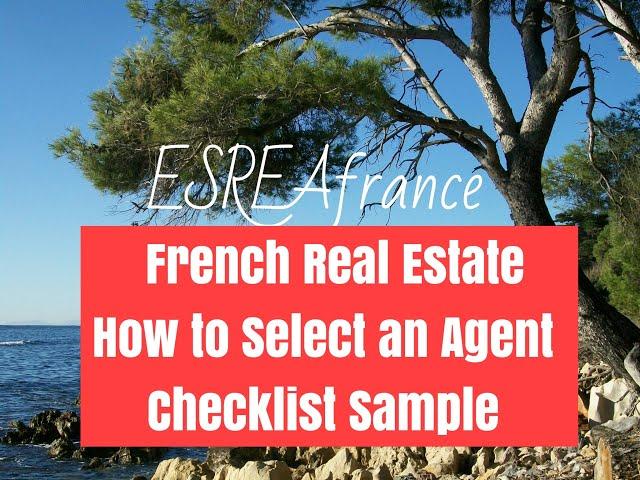 French real estate: How to select a French real estate agent checklist (examples from checklist)