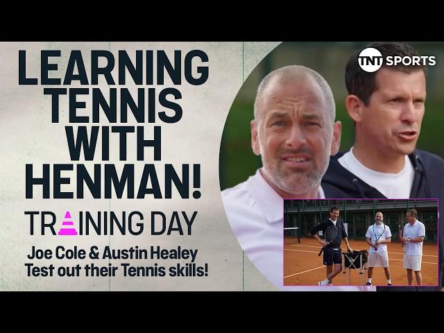 "THREE SHOTS AND YOU ARE FEDERER"  | Joe Cole & Austin Healey learn Tennis on Training Day 