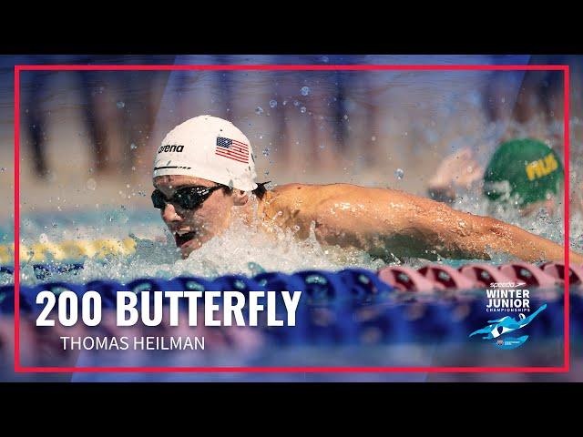 Thomas Heilman Gets Gold in Men's 200 Butterfly | 2022 Speedo Winter Junior Championships East