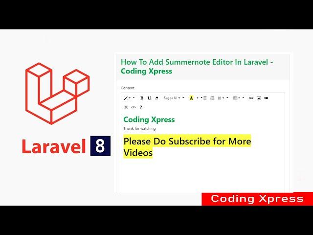 How To Add Summernote Editor In Laravel | Laravel Tutorial | Coding Xpress