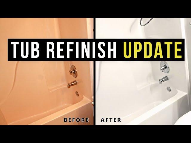 DID IT LAST?! We painted our TUB with MARINE PAINT **UPDATE** | Fiberglass Surround