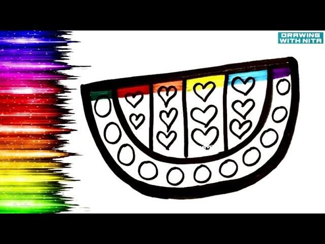 Watermelon  Drawing, Rainbow Drawing, Colouring for Kids, Drawing for Kids, @DRAWINGWITHNITA