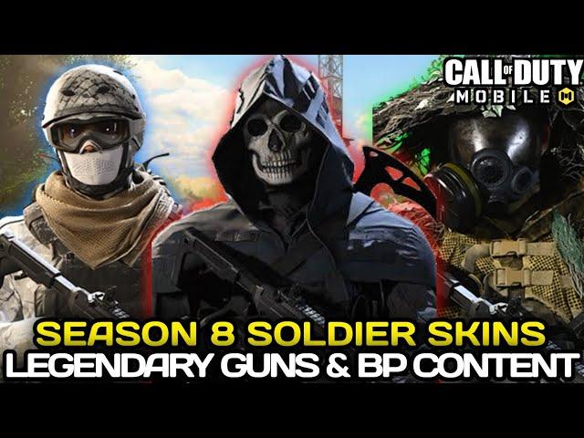 Season 8 Character Skins + Battle Pass Rewards & Legendary Guns Ingame View!