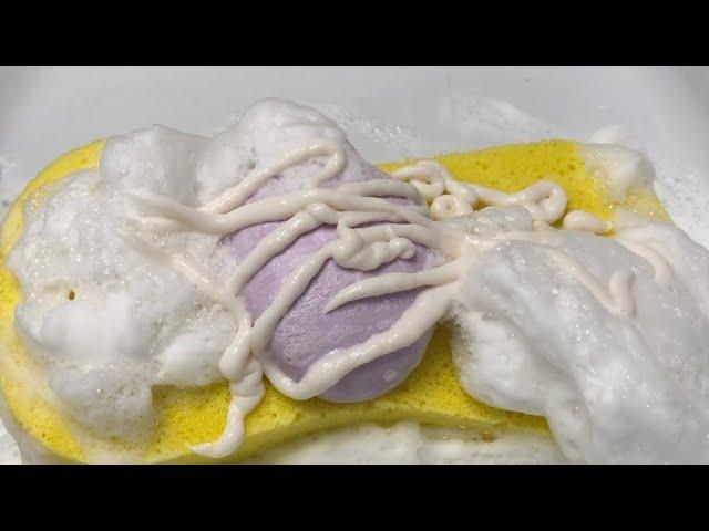 ASMR Dove Lavender Bar Soap & Dove Body Wash, creamy squeezes, crunchy sponge