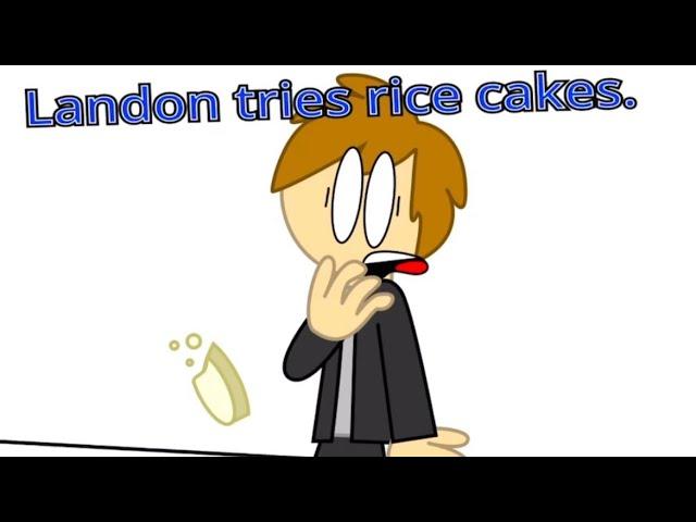 Landon tries rice cakes