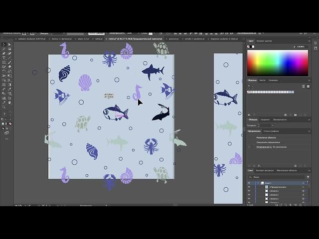 Работа с раппортом бесшовного принта Adobe Illustrator