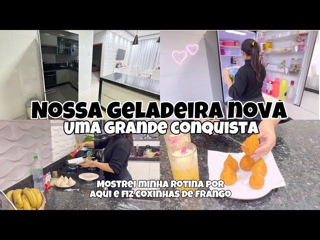 Nossa rotina de casa cuidando da Soso| Mostrei minha geladeira nova| Fiz coxinha para o jantar|