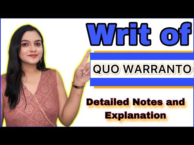 Writ of Quo Warranto lecture with notes Lawvita