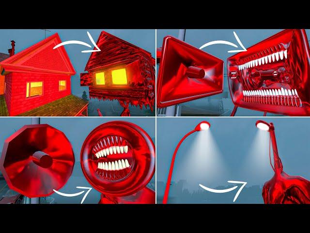 EVERYTHING TURNED INTO RUBY MONSTERS | MEGAHORN, HOUSE HEAD, LIGHT HEAD, MEGAPHONE