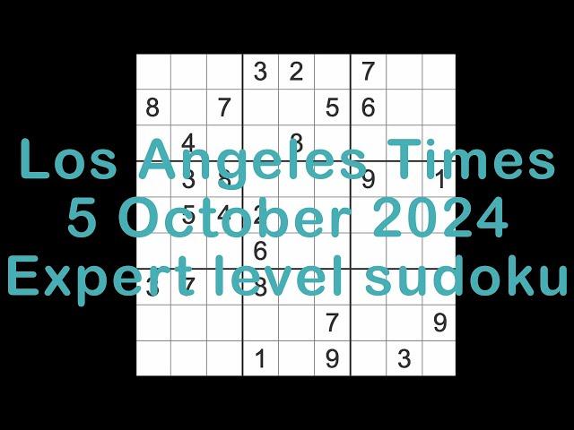 Sudoku solution – Los Angeles Times 5 October 2024 Expert level