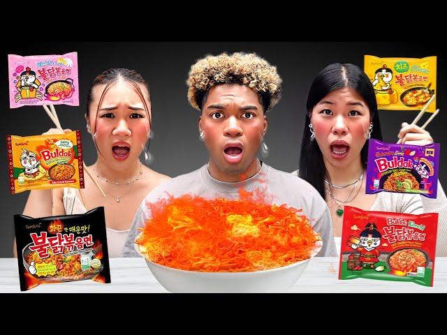 We Tried Every KOREAN SPICY Ramen Noodle Flavor!! (EXTREME)